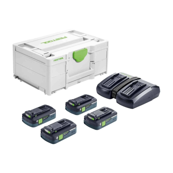 Akumuliatorių ir įkroviklio rinkinys Festool SYS 18V 4x4,0/TCL 6 DUO