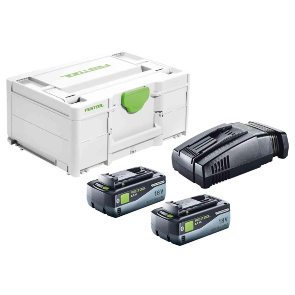 Akumuliatorių ir įkroviklio rinkinys Festool SYS 18V 2x8,0/SCA16