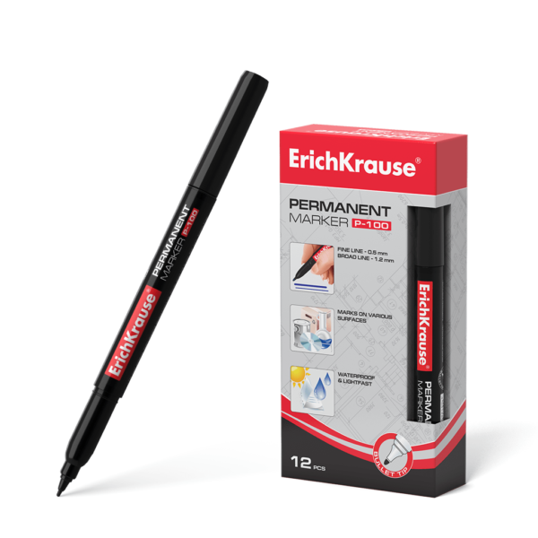 Permanentinis žymeklis P-100, ErichKrause, 0.5-1.2mm (BLACK)
