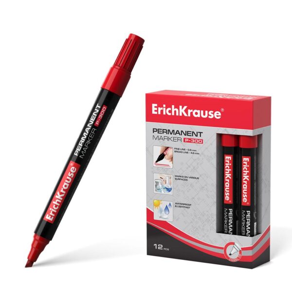 Permanentinis žymeklis P-300, ErichKrause, 0.5-4.6mm (RED)