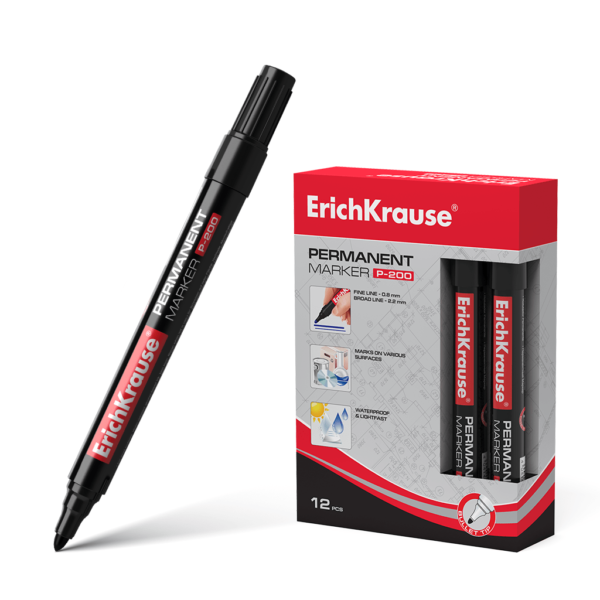 Permanentinis žymeklis P-200, ErichKrause, 0.8-2.2mm (BLACK)