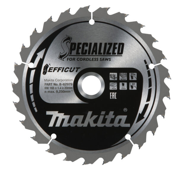 Diskinis pjūklas Makita medienai 165X1.4X20mm 23° T25 EFFICUT