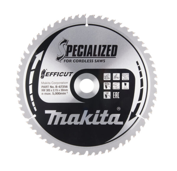 Diskinis pjūklas Makita medienai  305X2.15X30mm 10° T60 EFFICUT