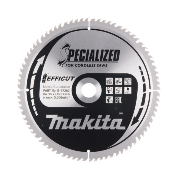 Diskinis pjūklas Makita medienai 305X2.15X30mm 10° T80 EFFICUT