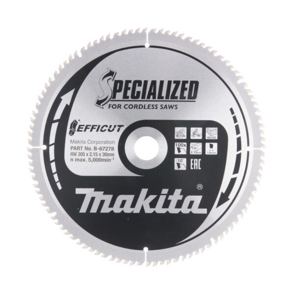 Diskinis pjūklas Makita medienai 305X2.15X30mm 10° T100 EFFICUT