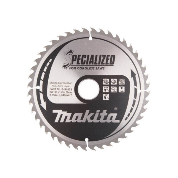 Diskinis pjūklas Makita medienai/MDF/laminatui 190X1.45X30mm 23° T44 SPECIALIZED