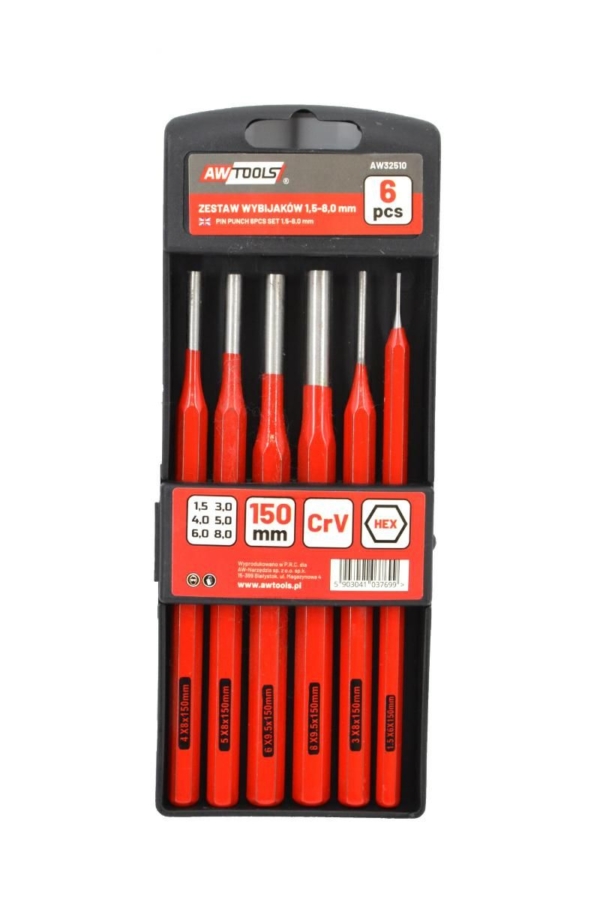 Išmušėjų rinkinys AWT 1.5-8.0 mm  (6 vnt.) 150 mm