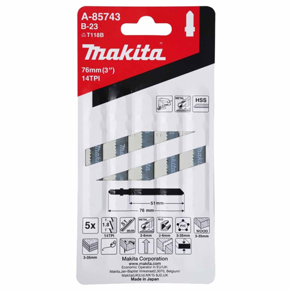 Pjūklelis siaurapjūkliui Makita A-85743 (5 vnt.)