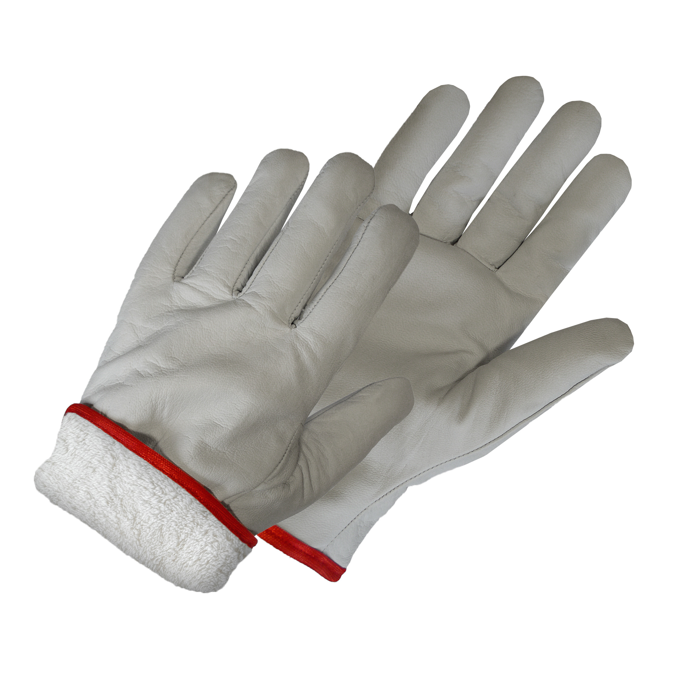 Žieminės lygios odos darbo pirštinės su kailiu, dydis 10
