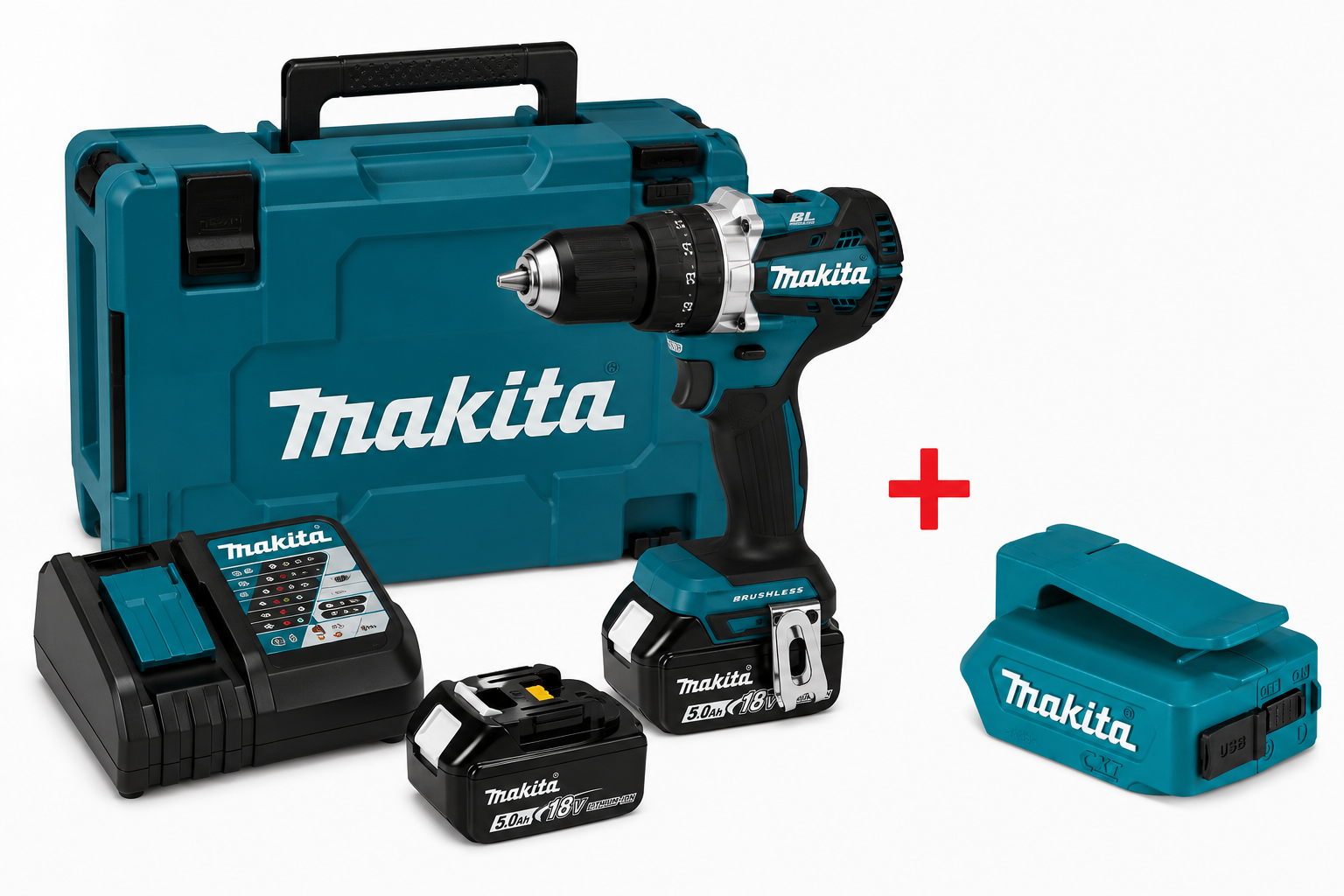 Akumuliatorinis gręžtuvas-suktuvas Makita DDF484RGJ + DOVANA ADAPTERIS SEBADP05 18V